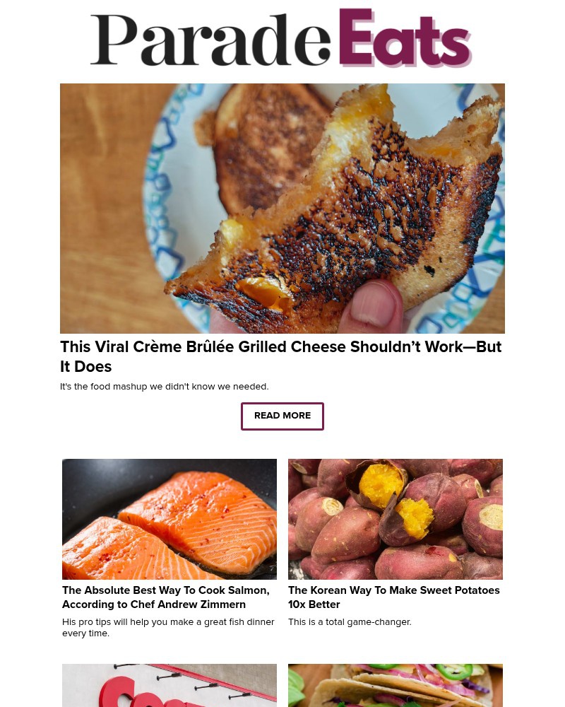 Screenshot of email sent to a Parade Newsletter subscriber