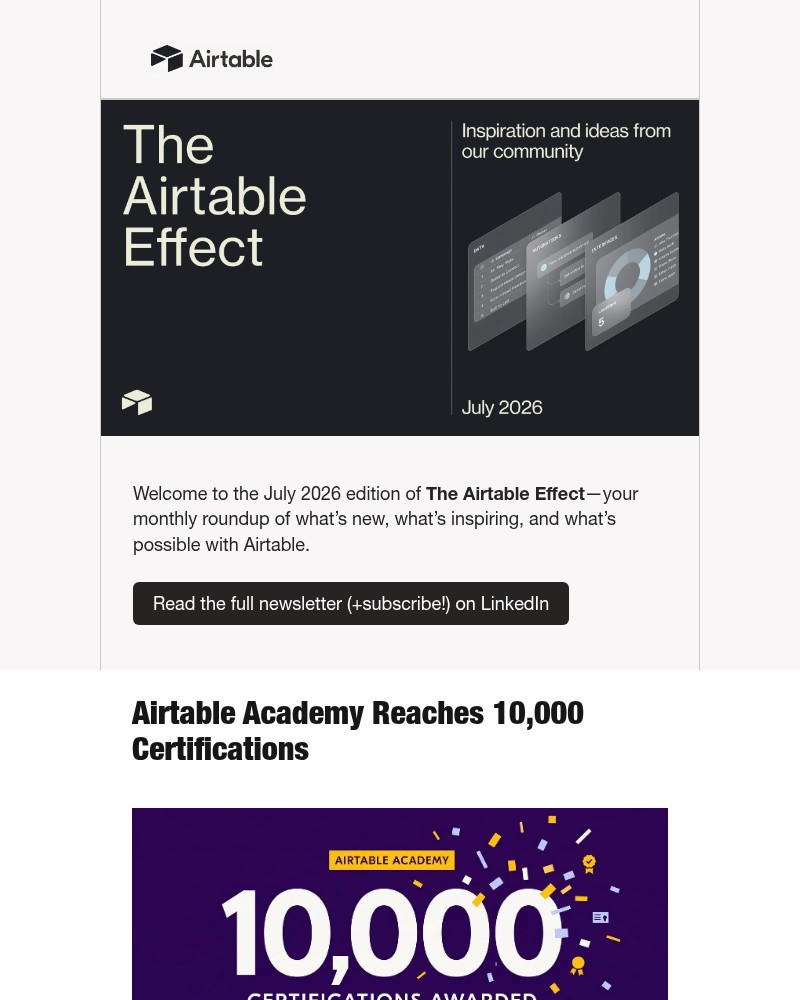 Screenshot of email sent to a Airtable Invited user