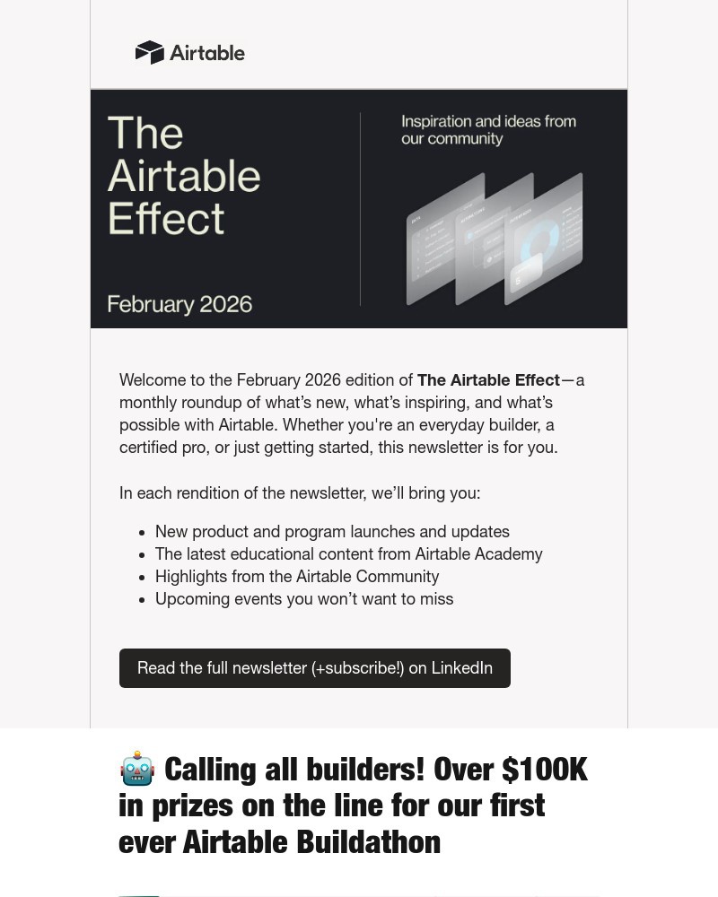 Screenshot of email sent to a Airtable Invited user