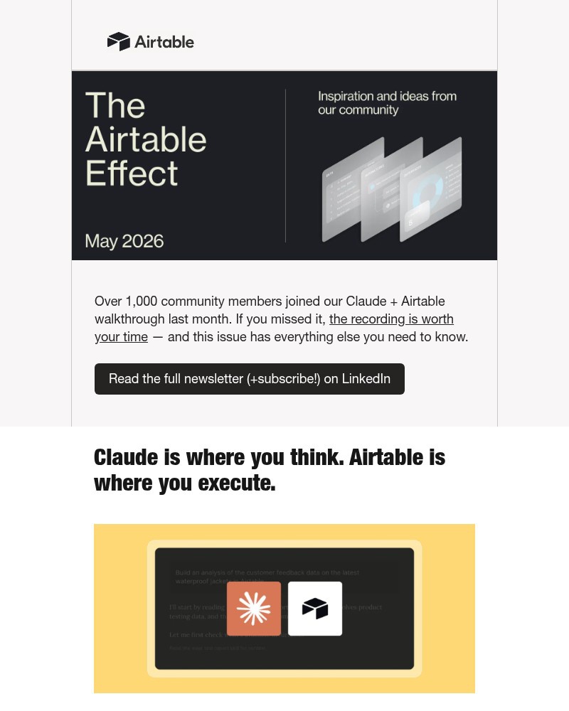 Screenshot of email sent to a Airtable Invited user