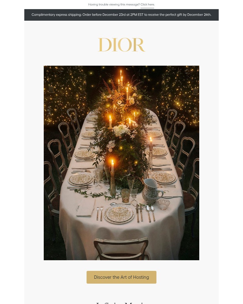 Screenshot of email sent to a Dior Newsletter subscriber