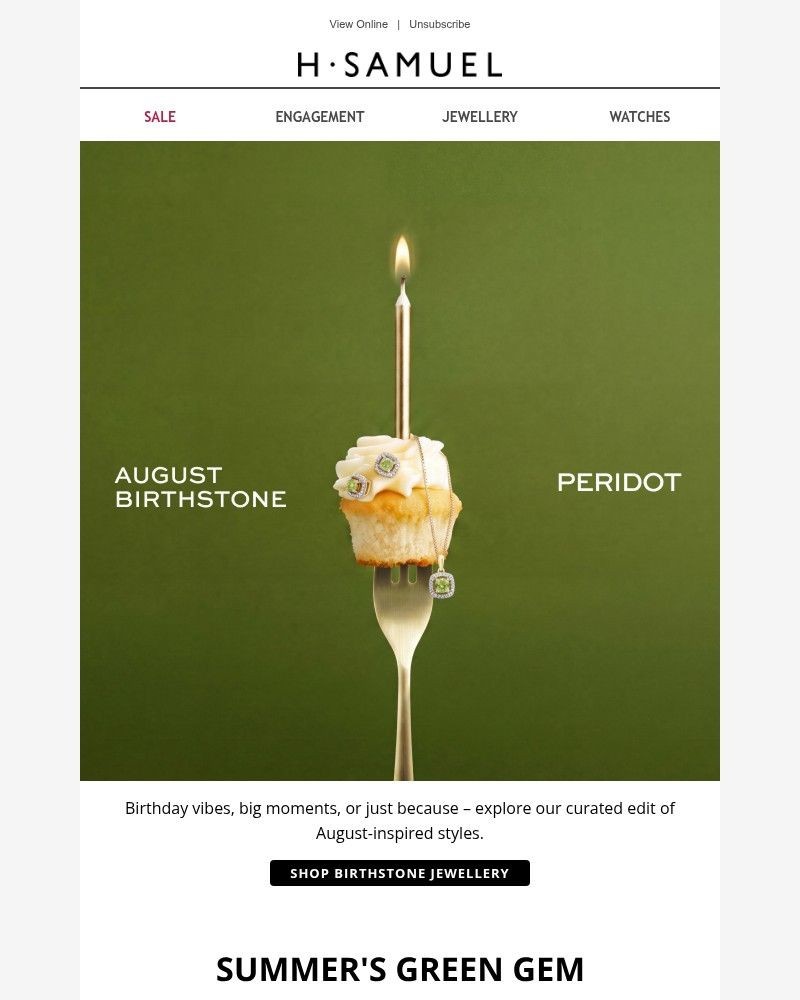 Screenshot of email sent to a H.Samuel Newsletter subscriber