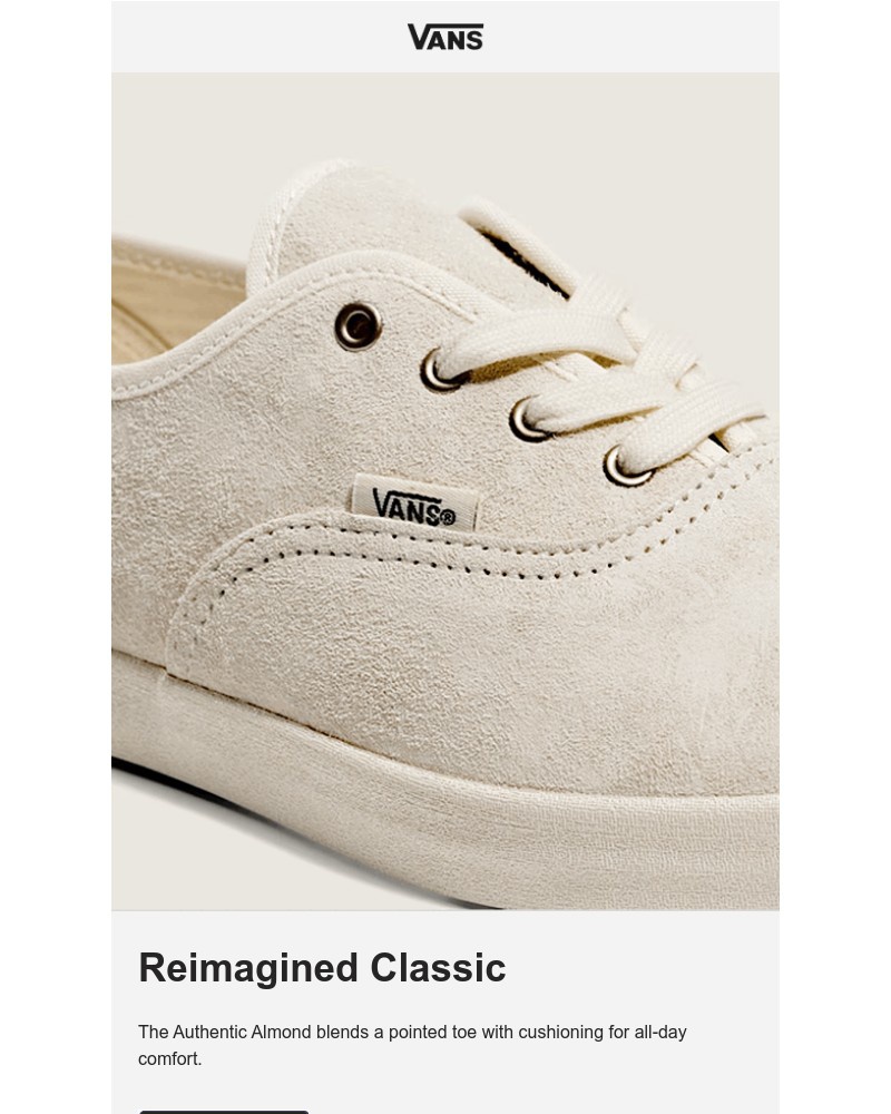 Screenshot of email sent to a Vans Registered user