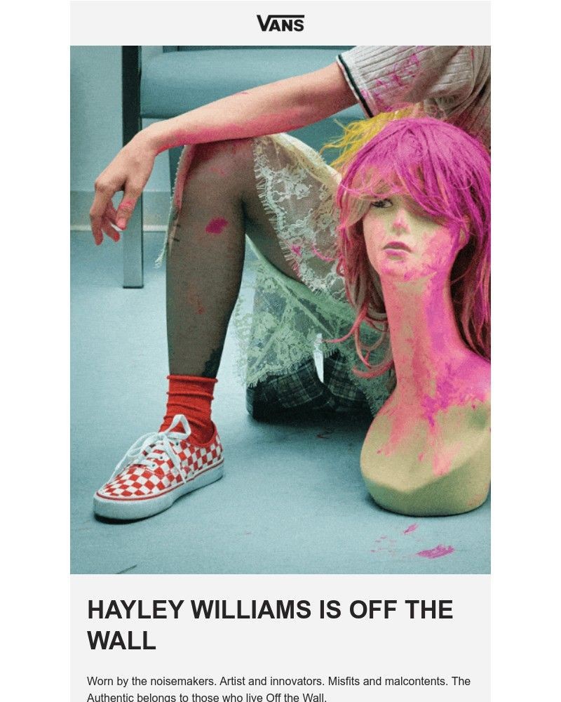 Screenshot of email sent to a Vans Registered user