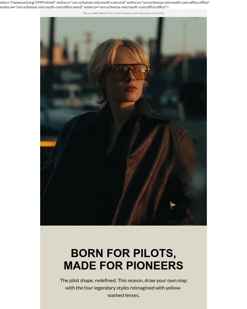 Screenshot of email sent to a Ray-Ban Newsletter subscriber