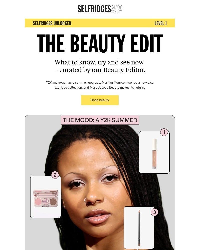 Screenshot of email sent to a Selfridges Newsletter subscriber