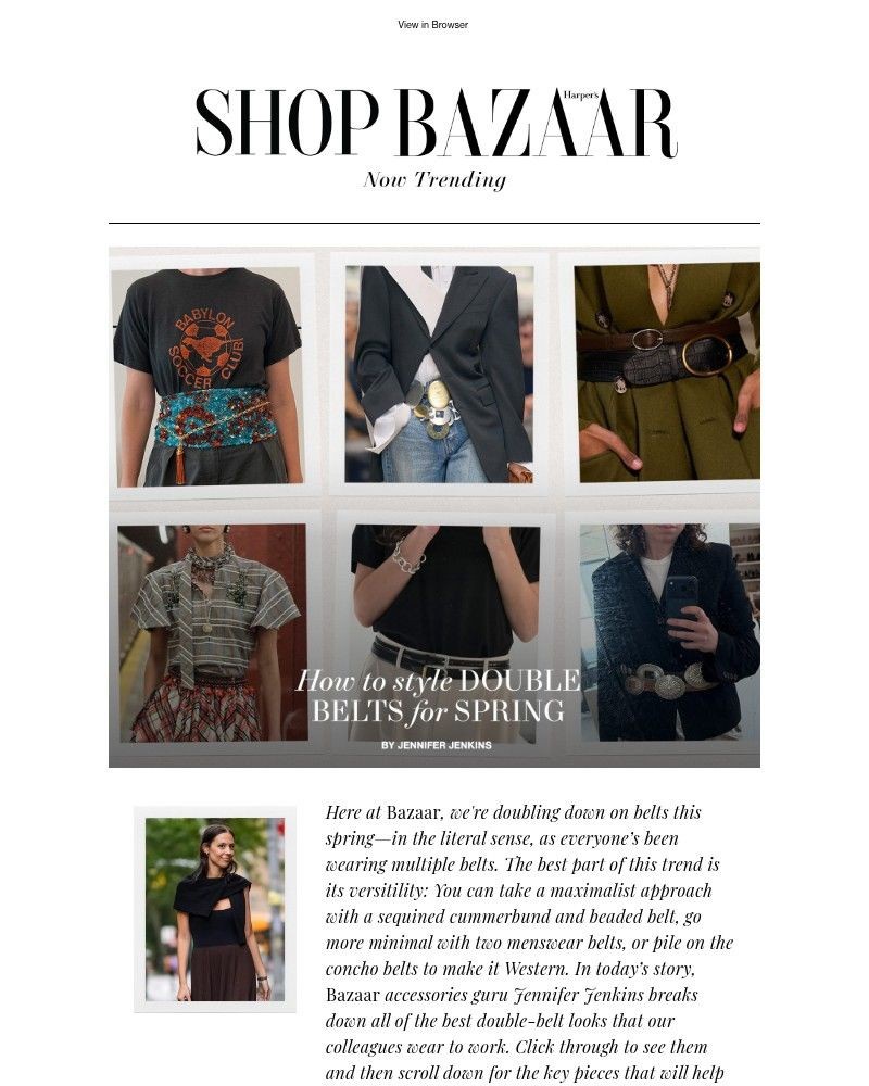 Screenshot of email sent to a Harper’s Bazaar Newsletter subscriber