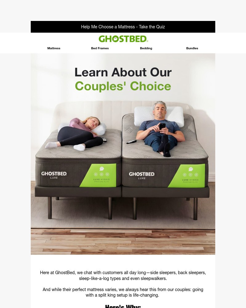 Screenshot of email sent to a Ghost Bed Newsletter subscriber