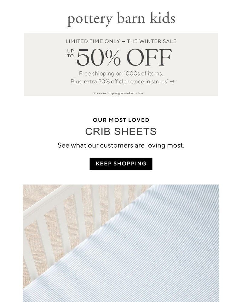 Screenshot of email sent to a Pottery Barn Cart abandoner