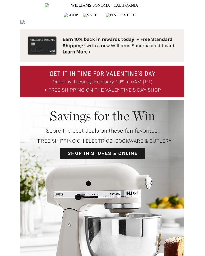 Screenshot of email sent to a Pottery Barn Newsletter subscriber
