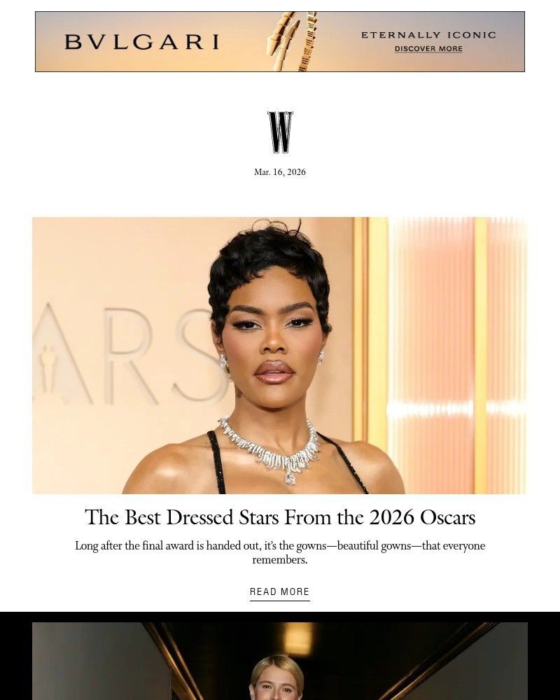 Screenshot of email sent to a W Newsletter subscriber