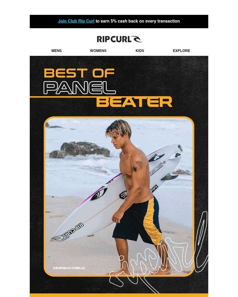 Screenshot of email sent to a Ripcurl Newsletter subscriber