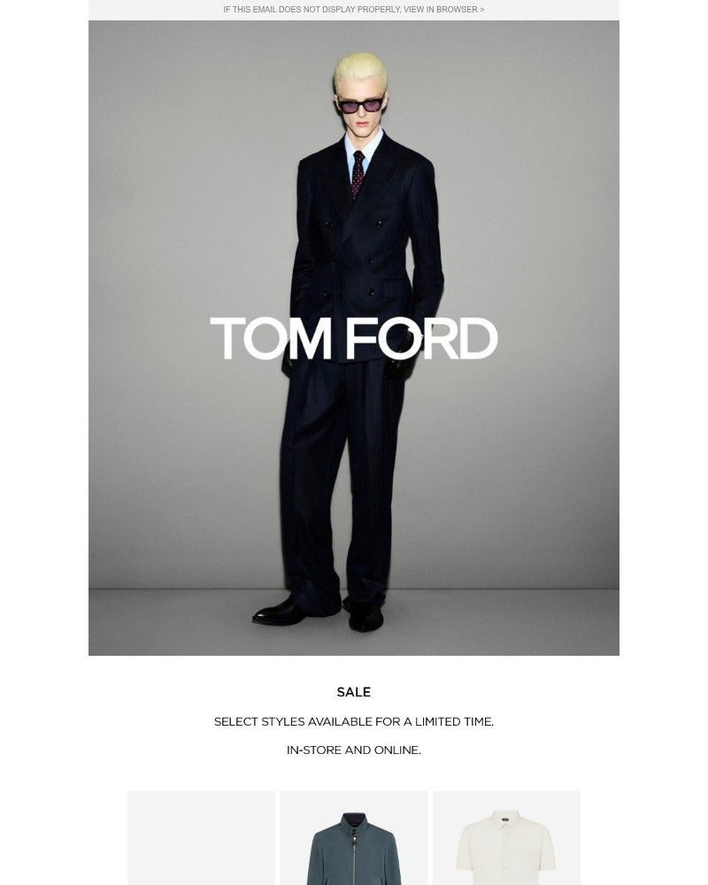 Screenshot of email sent to a Tom Ford Newsletter subscriber