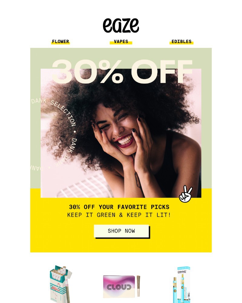 Screenshot of email sent to a Eaze Registered user