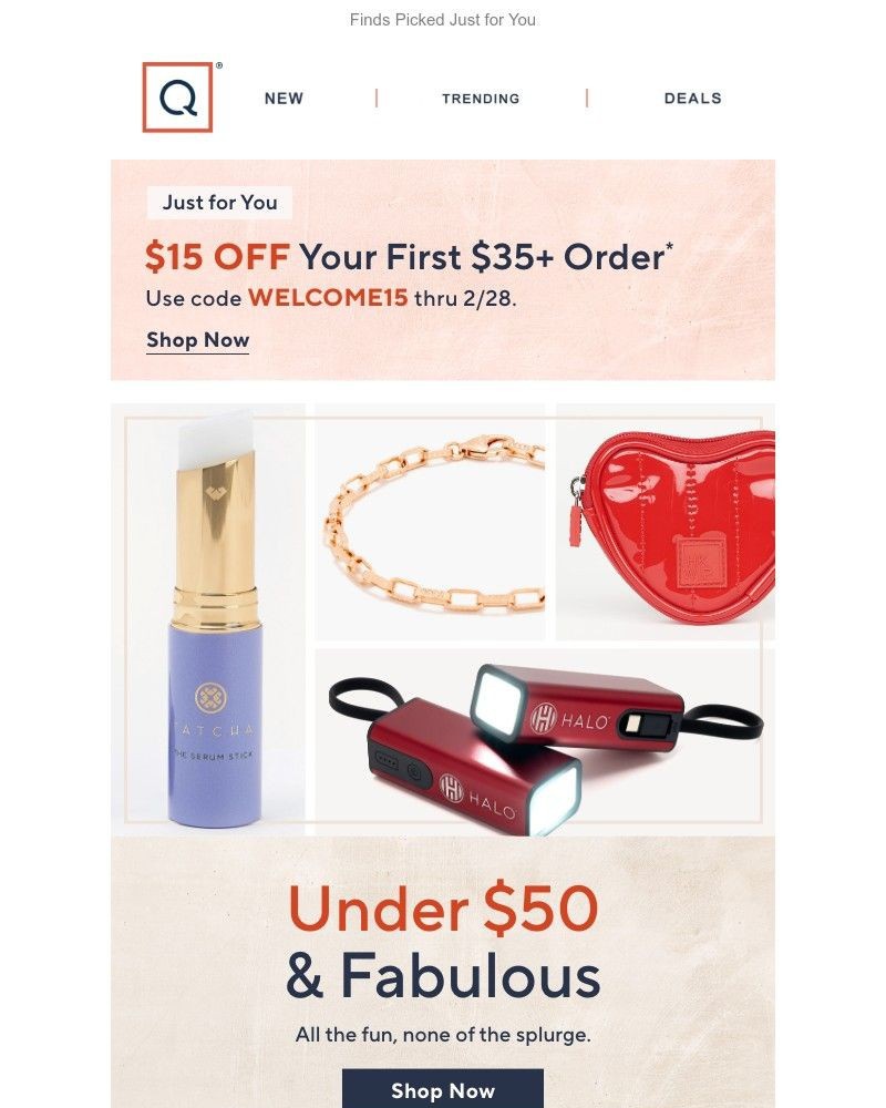 Screenshot of email sent to a QVC Newsletter subscriber