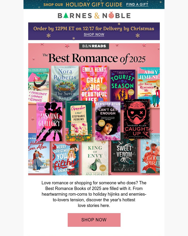 Screenshot of email sent to a Barnes and Noble Newsletter subscriber