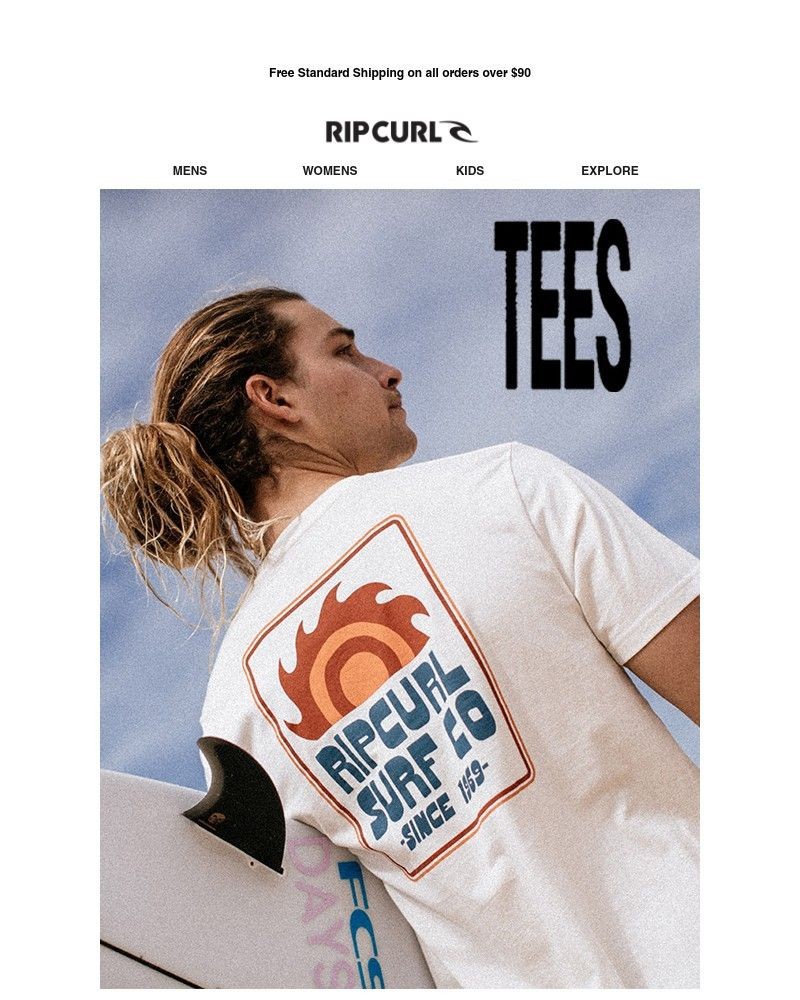 Screenshot of email sent to a Ripcurl Newsletter subscriber