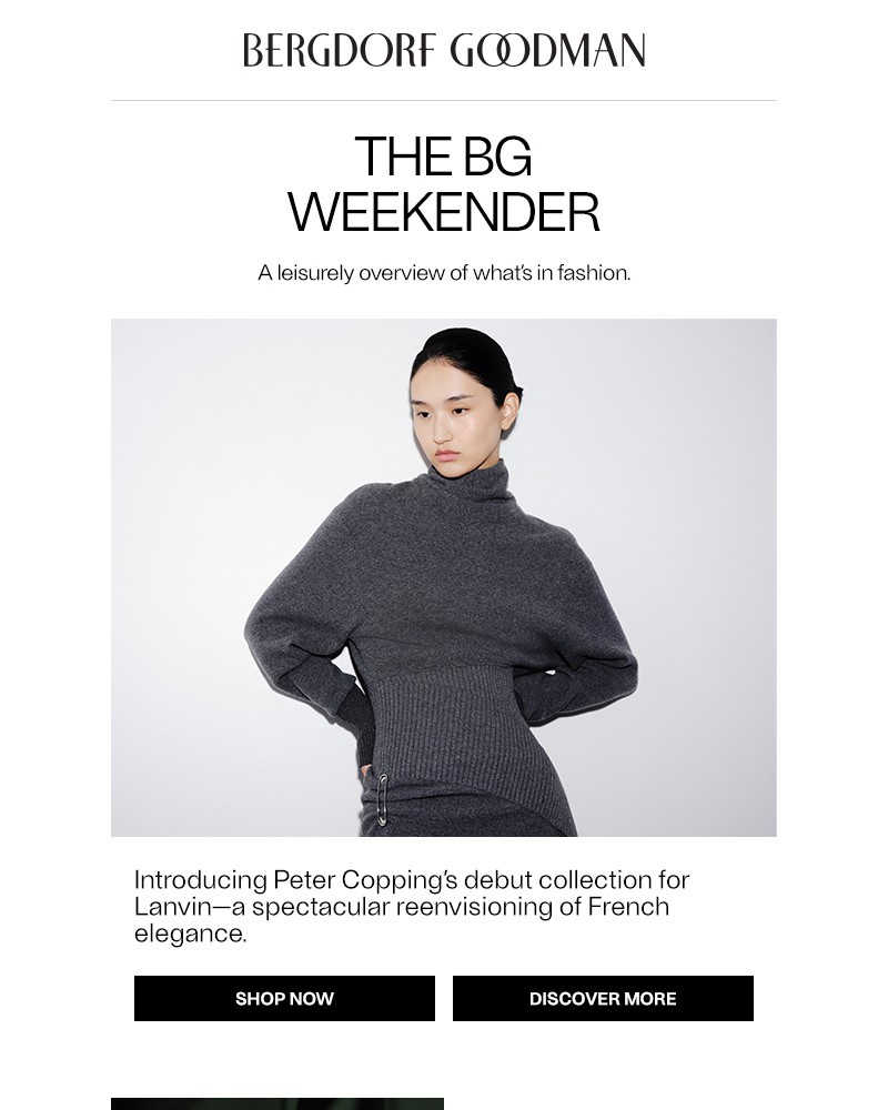 Screenshot of email sent to a Bergdorf Goodman Newsletter subscriber