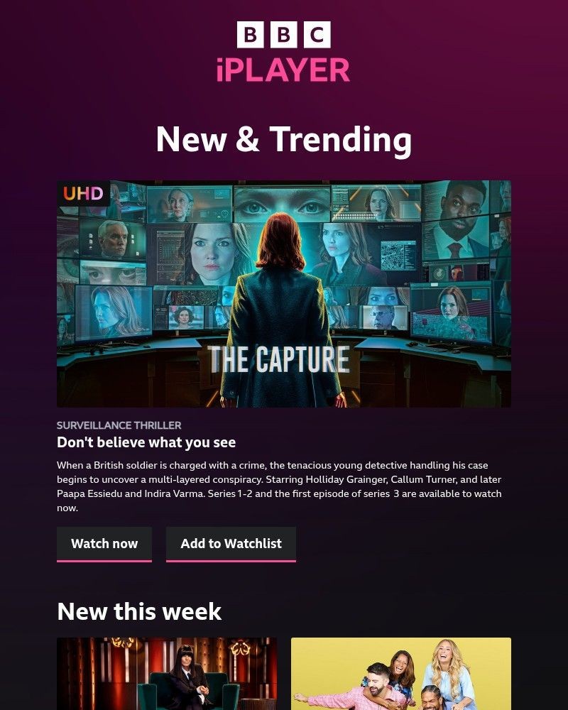 Screenshot of email sent to a BBC iPlayer Registered user