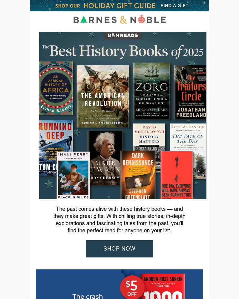 Screenshot of email sent to a Barnes and Noble Newsletter subscriber