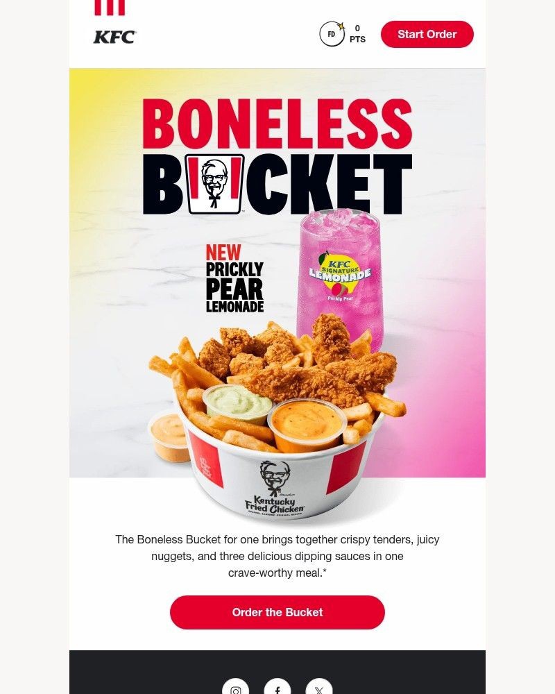 Screenshot of email sent to a Kentucky Fried Chicken Registered user
