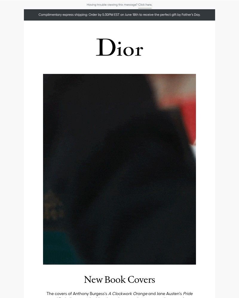Screenshot of email sent to a Dior Newsletter subscriber