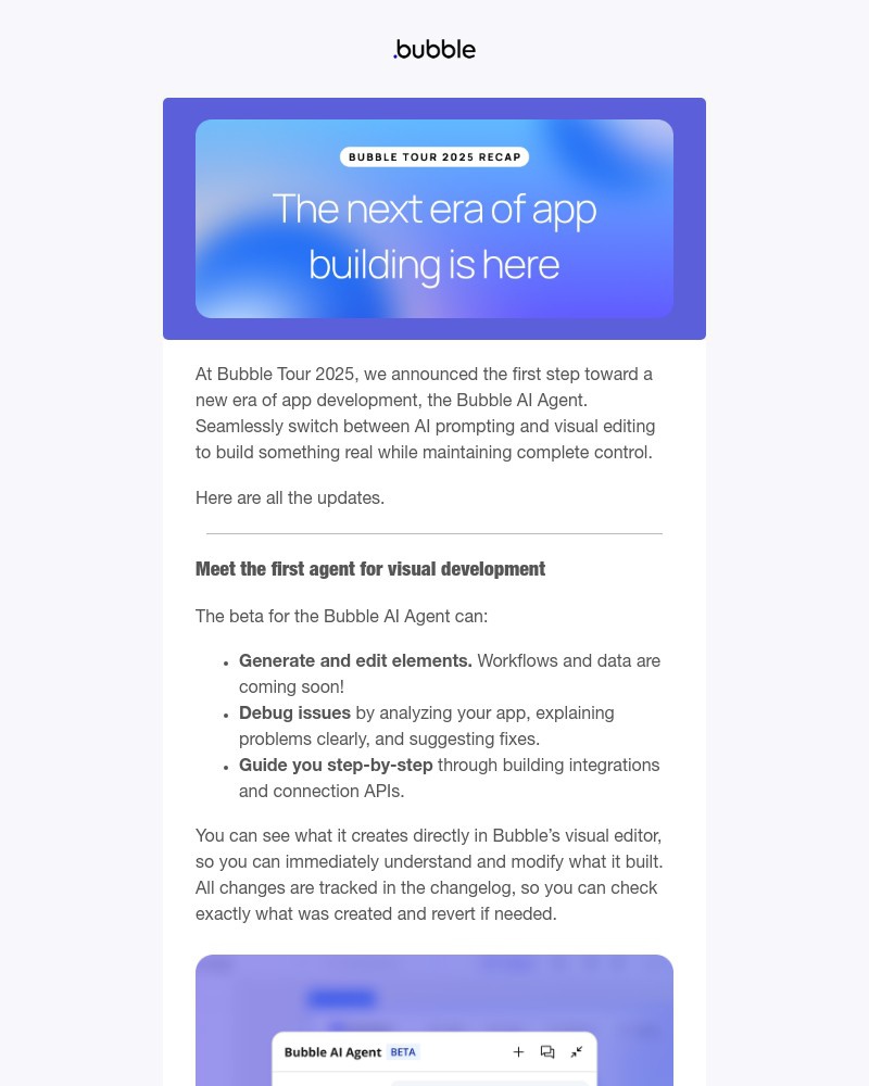 Screenshot of email with subject /media/emails/the-bubble-ai-agent-is-here-want-to-learn-more-81498d-cropped-876445c0.jpg