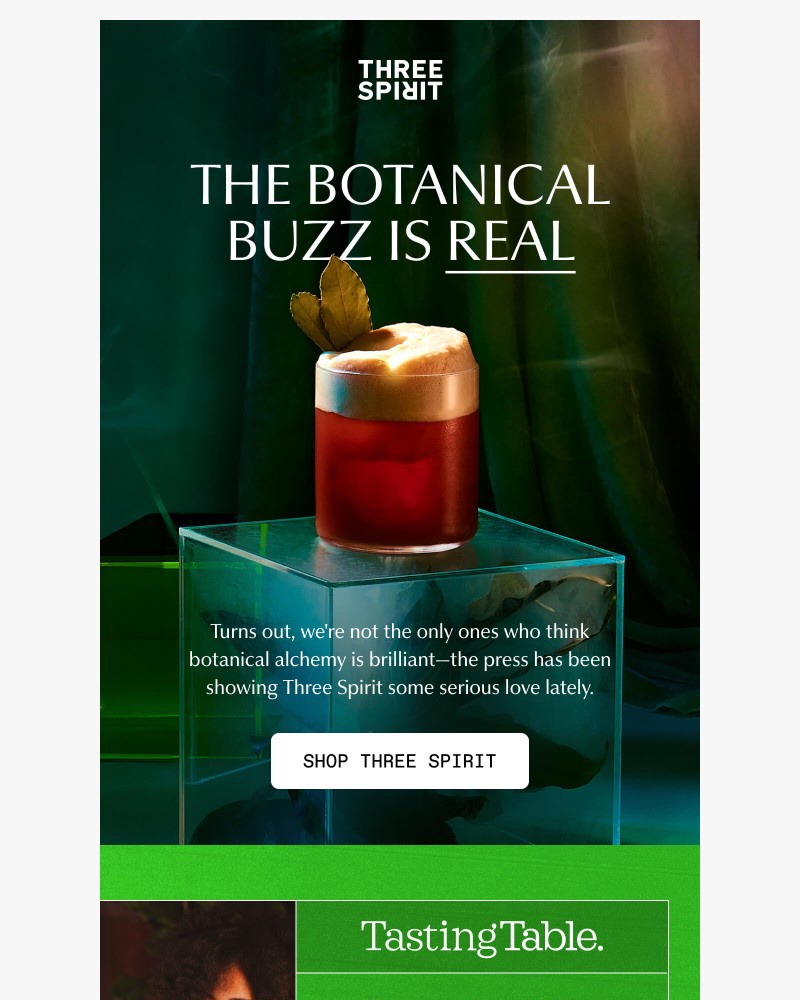 Screenshot of email sent to a Three Spirit Newsletter subscriber