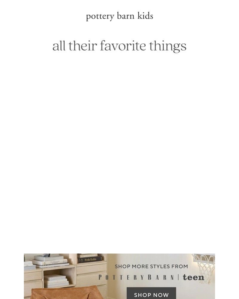 Screenshot of email sent to a Pottery Barn Newsletter subscriber