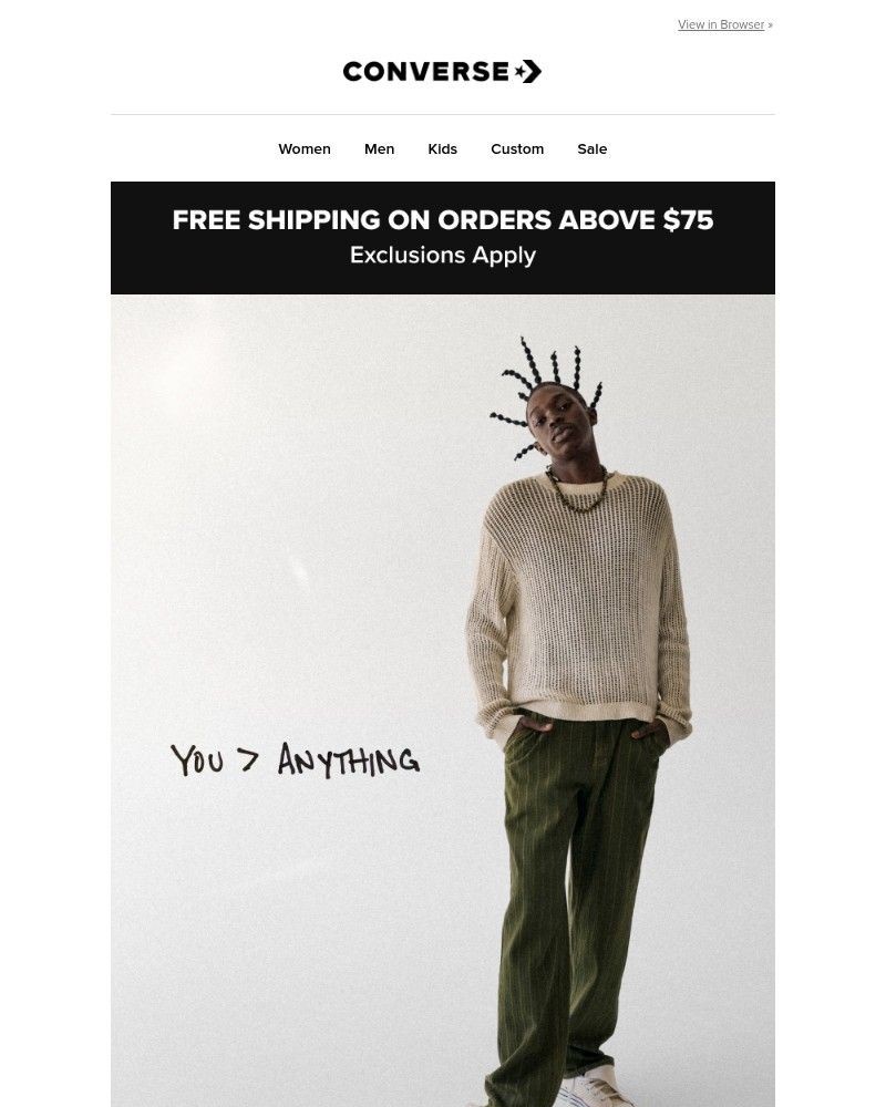 Screenshot of email sent to a Converse Newsletter subscriber