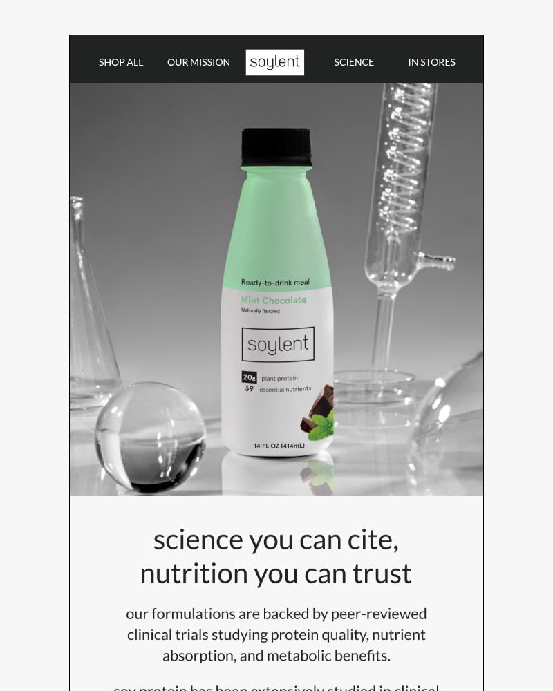 Screenshot of email sent to a Soylent Newsletter subscriber