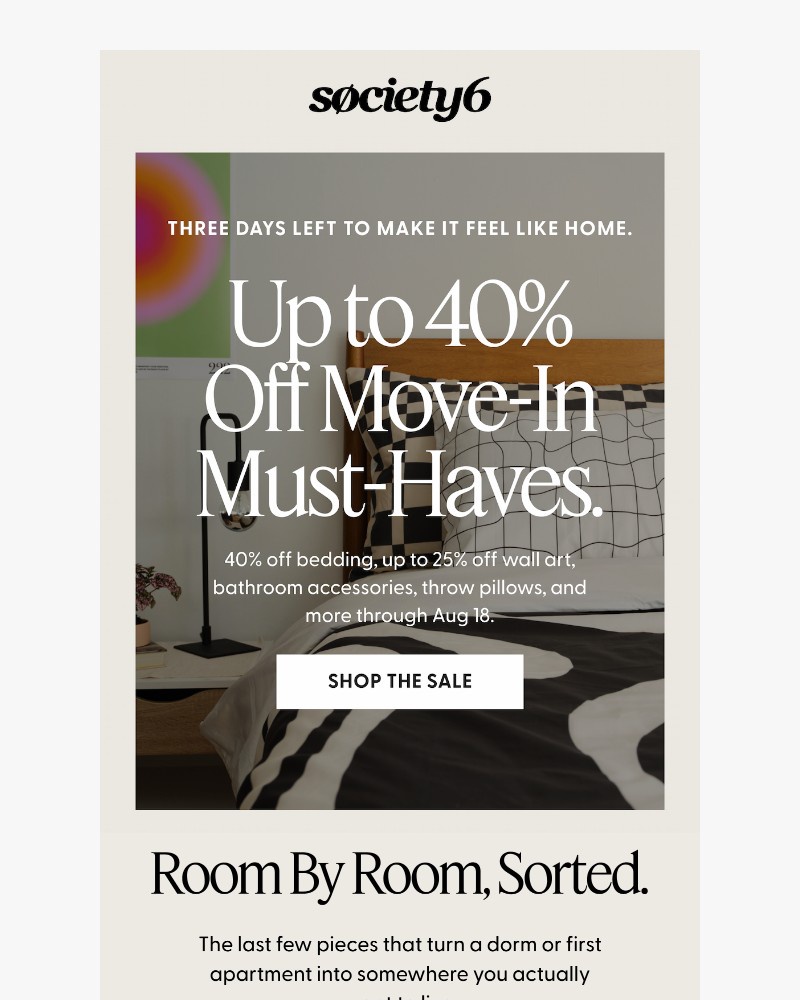 Screenshot of email sent to a Society6 Newsletter subscriber