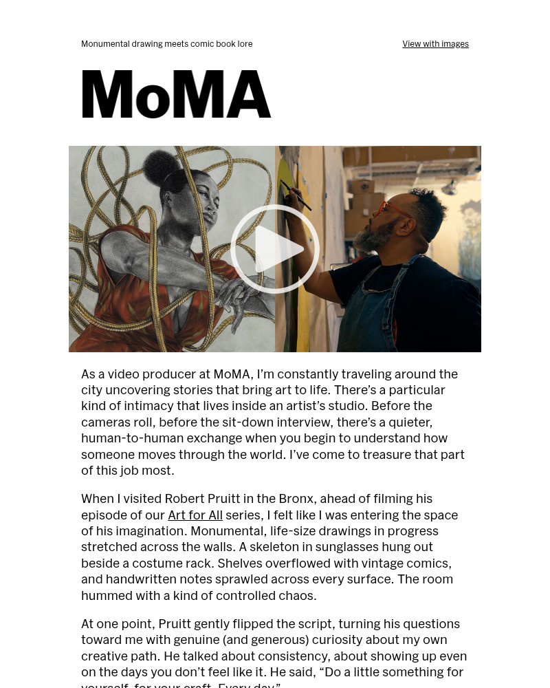 Screenshot of email sent to a The Museum of Modern Art (MoMA) Newsletter subscriber