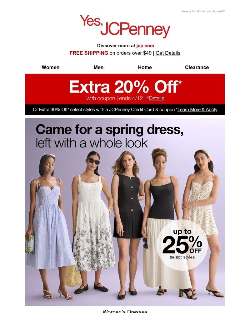 Screenshot of email sent to a JCPenney Newsletter subscriber