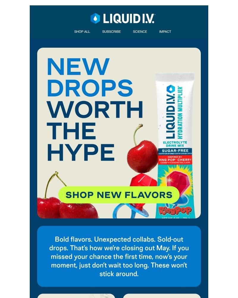 Screenshot of email sent to a Liquid I.V. Newsletter subscriber