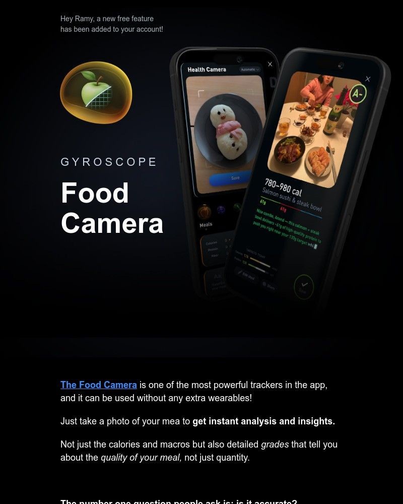 Screenshot of email sent to a Gyroscope Registered user