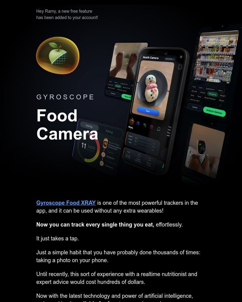 Screenshot of email sent to a Gyroscope Registered user