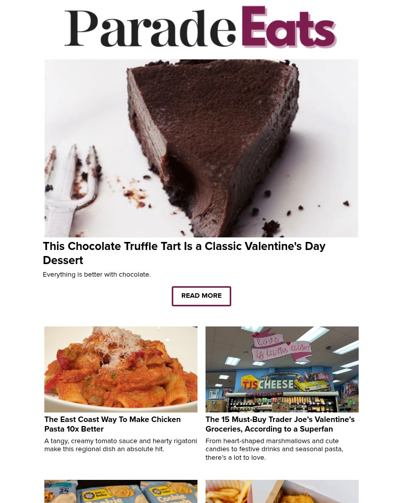 Screenshot of email sent to a Parade Newsletter subscriber