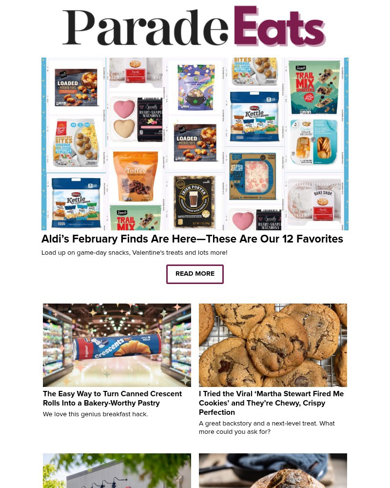 Screenshot of email sent to a Parade Newsletter subscriber