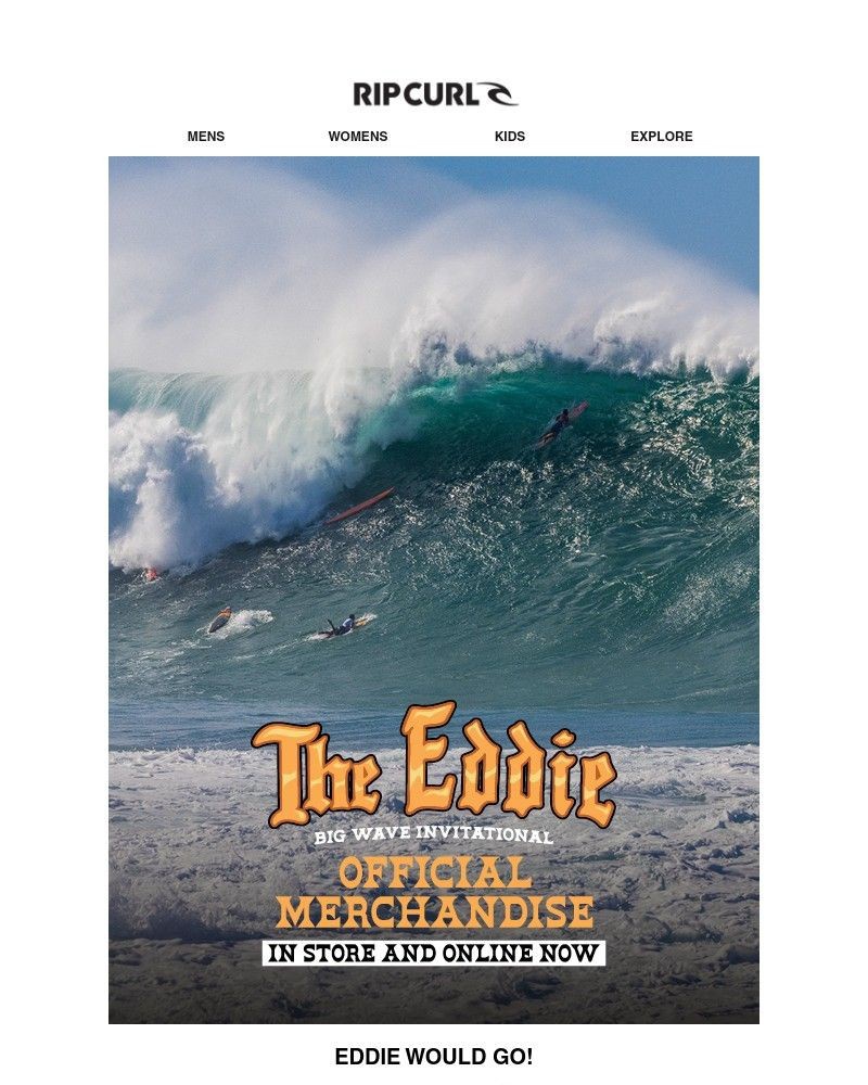 Screenshot of email sent to a Ripcurl Newsletter subscriber