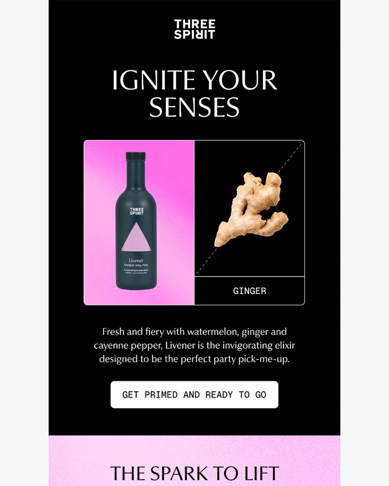 Screenshot of email sent to a Three Spirit Newsletter subscriber
