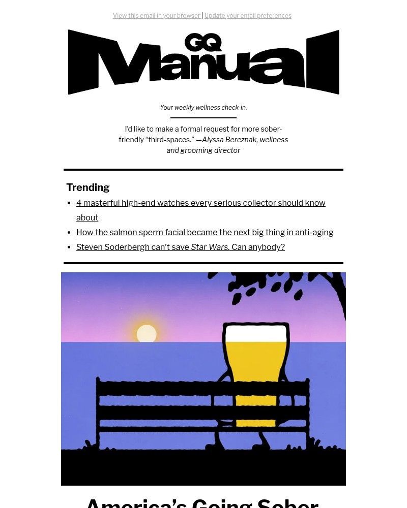 Screenshot of email sent to a GQ Newsletter subscriber