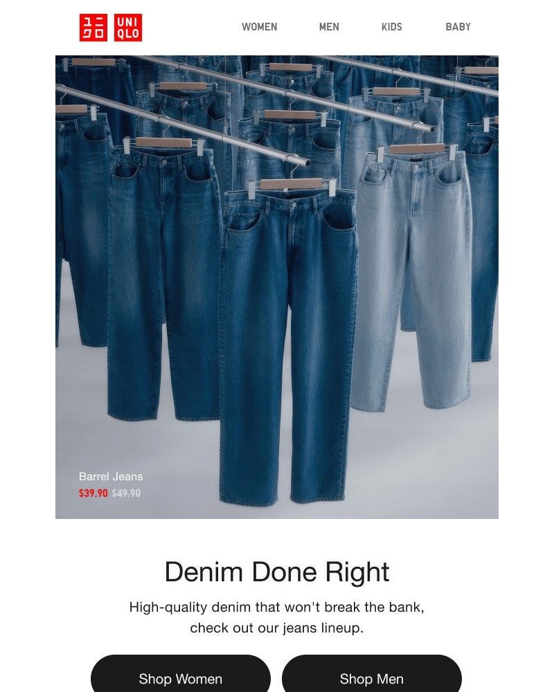 Screenshot of email sent to a UNIQLO Newsletter subscriber