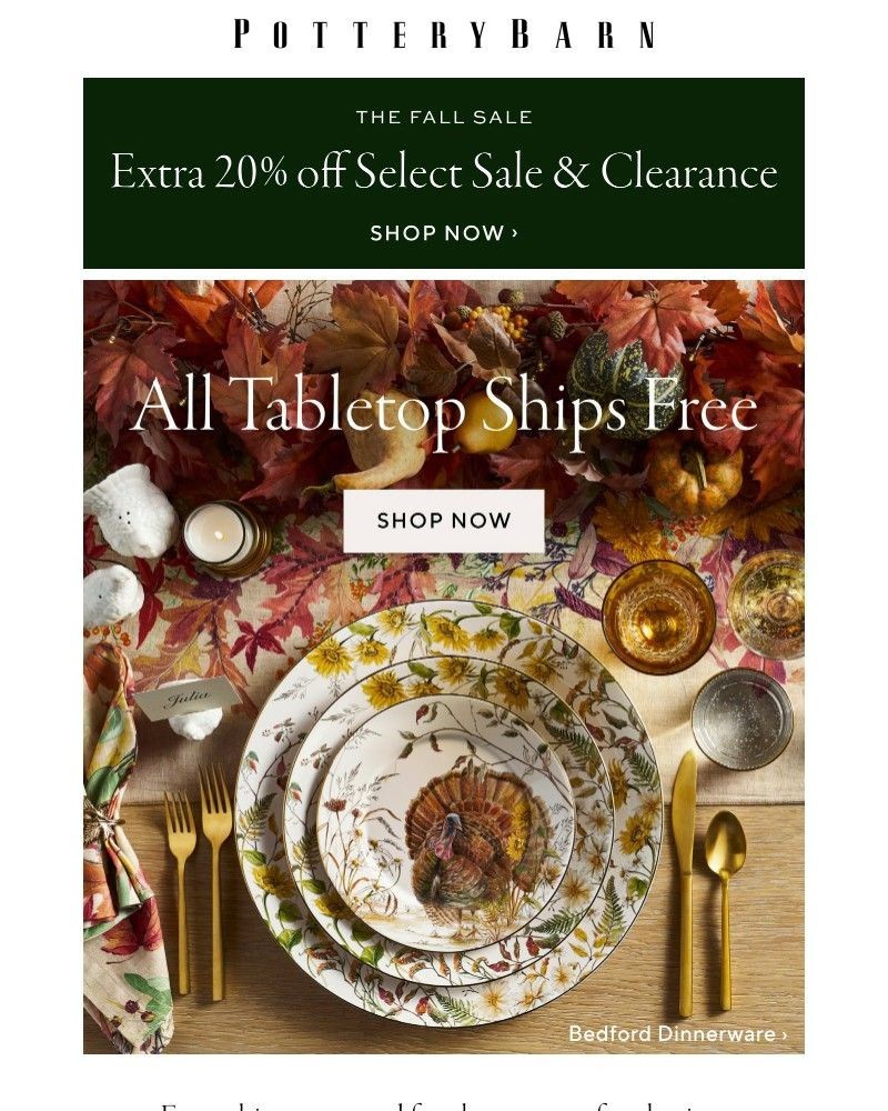 Screenshot of email sent to a Pottery Barn Cart abandoner