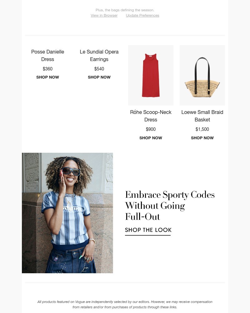 Screenshot of email sent to a Vogue Newsletter subscriber