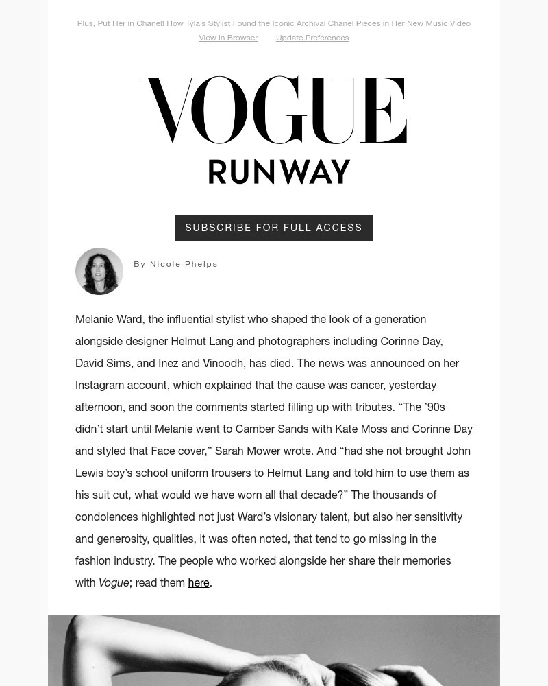 Screenshot of email with subject /media/emails/the-fashion-world-remembers-melanie-ward-d4a8f7-cropped-7dc027a7.jpg