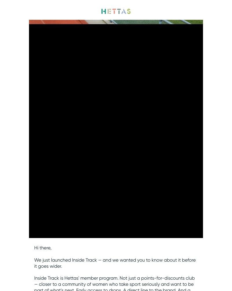 Screenshot of email sent to a Hettas Newsletter subscriber