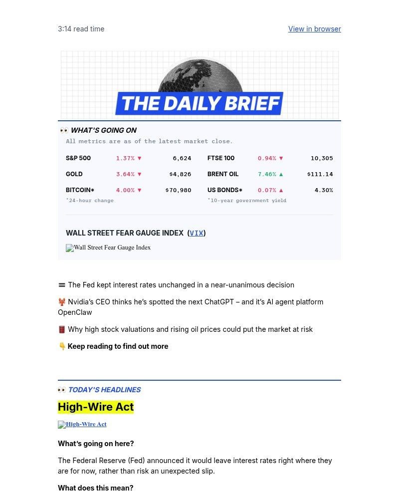 Screenshot of email sent to a Finimize Registered user