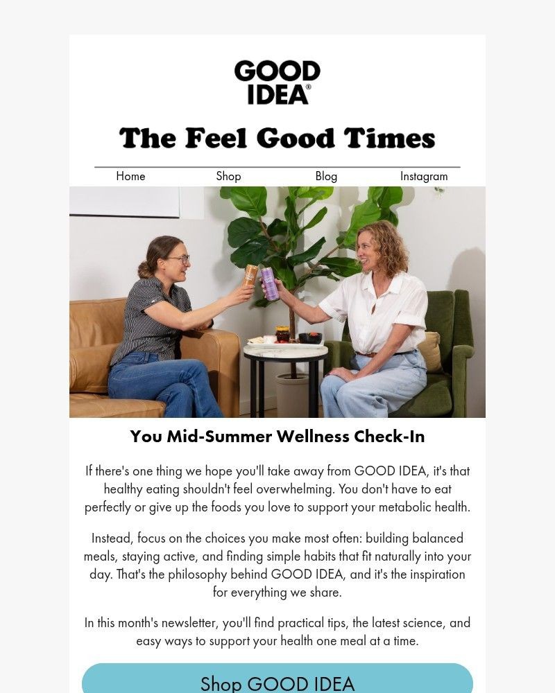 Screenshot of email sent to a Good Idea Newsletter subscriber