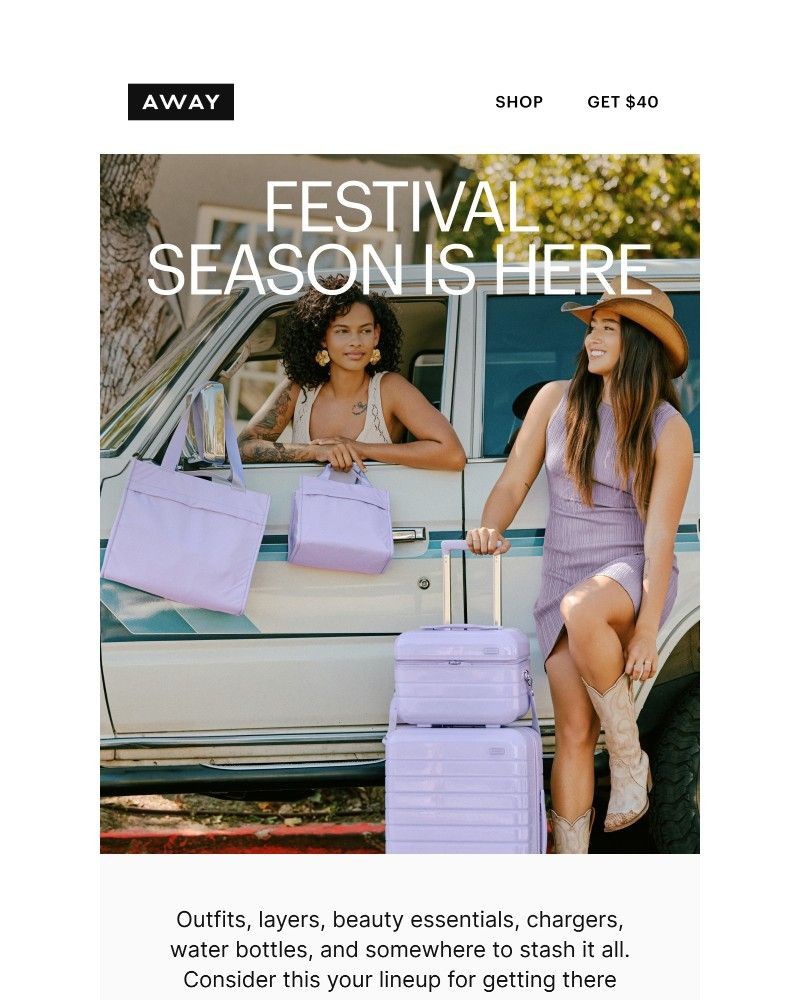 Screenshot of email sent to a Away Newsletter subscriber